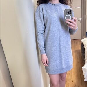 THE NORTH FACE Gray Mini Long Sleeve Sweat Dress in XS